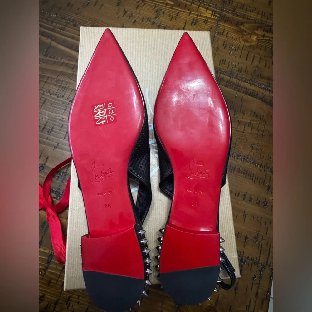 Christian Louboutin Black Hall Sling Flats - Picture 2 of 7